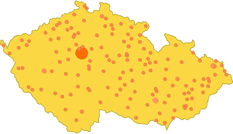 Pstupy uivatel z mst na map esk republiky